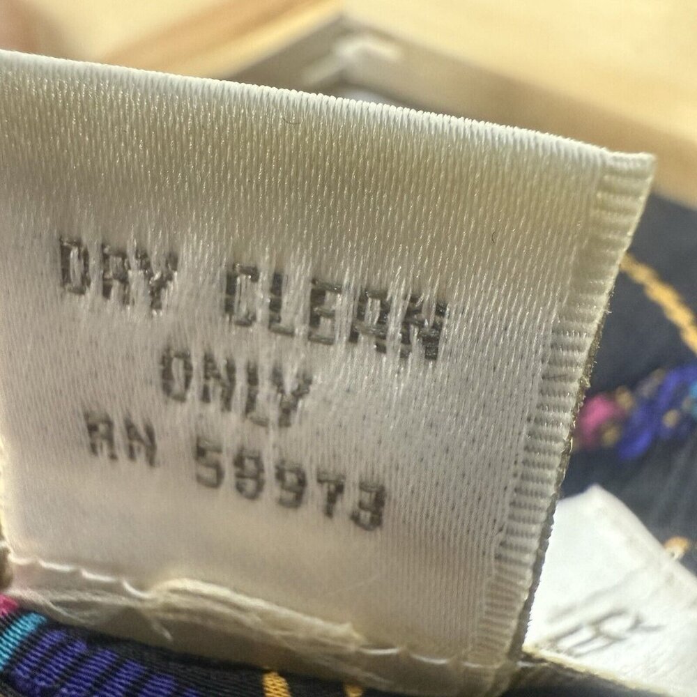 Casual Corner Vintage 100% Silk women’s 80’s Tassel blazer Black Gold Purple 12 - Picture 5 of 8